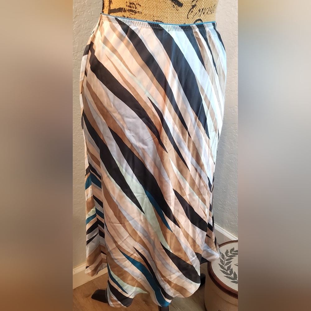 Striped Women's Skirt in Teal and Tan
